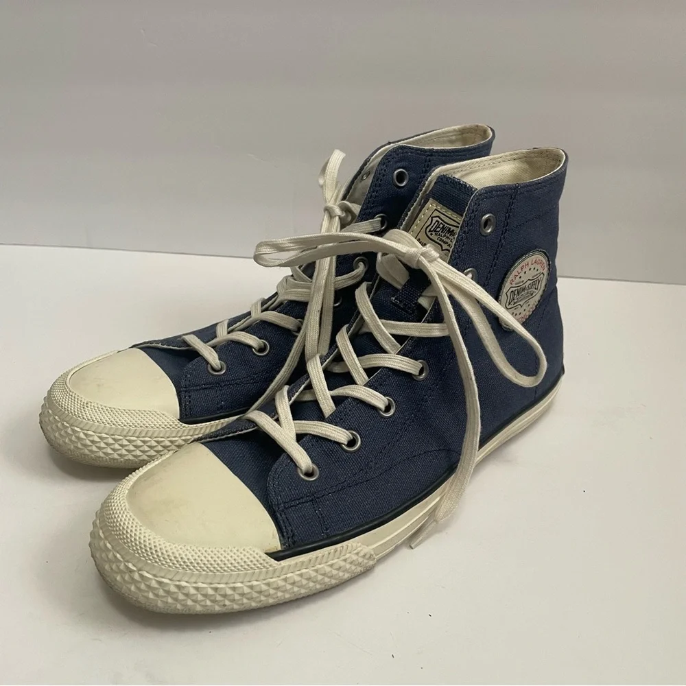 Ralph Lauren denim supply high top sneaker Blue Mens Size 7.5